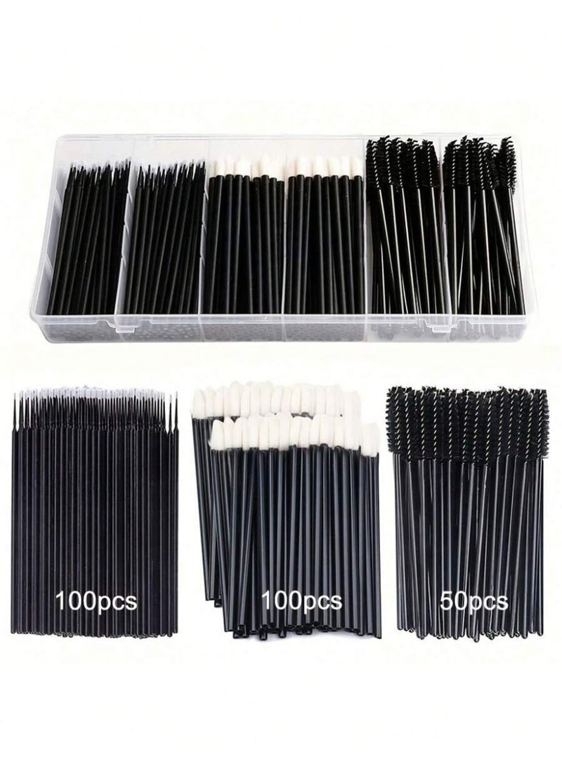 250-Piece Disposable Makeup Applicator Set – Mascara Wands, Lip Brushes & Eyeliner Applicators – Professional Hygienic Beauty Tools with Storage Box - Image 1